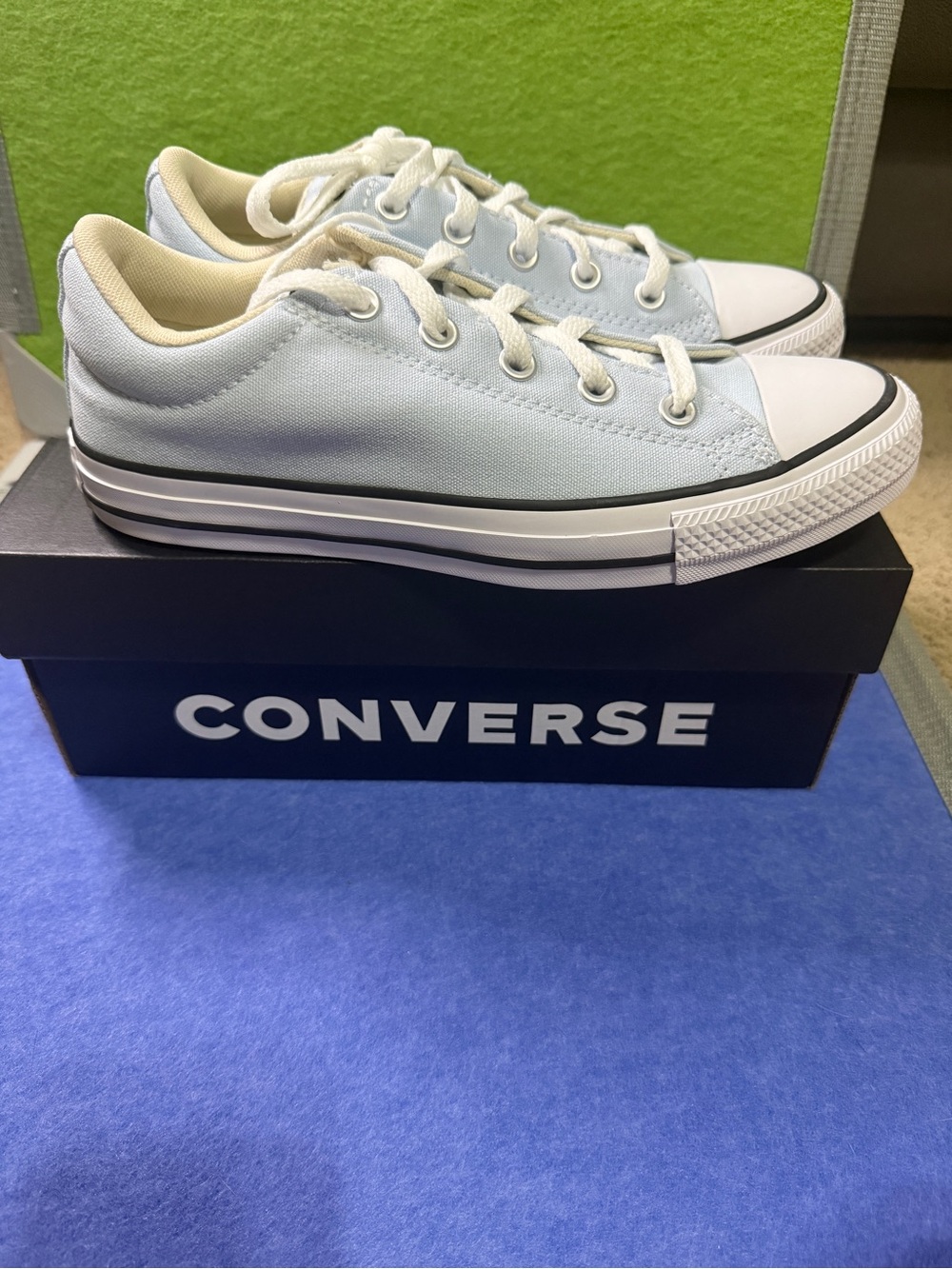 Converse Low Top Canvas Sneakers - Light Blue and White